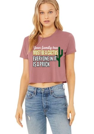 Bella & Canvas Women's Flowy Cropped Tee - Cactus Prick