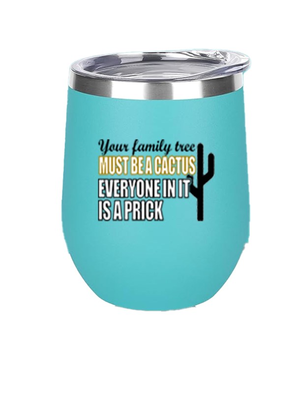 12oz Stainless Steel Wine Tumbler - Cactus Prick