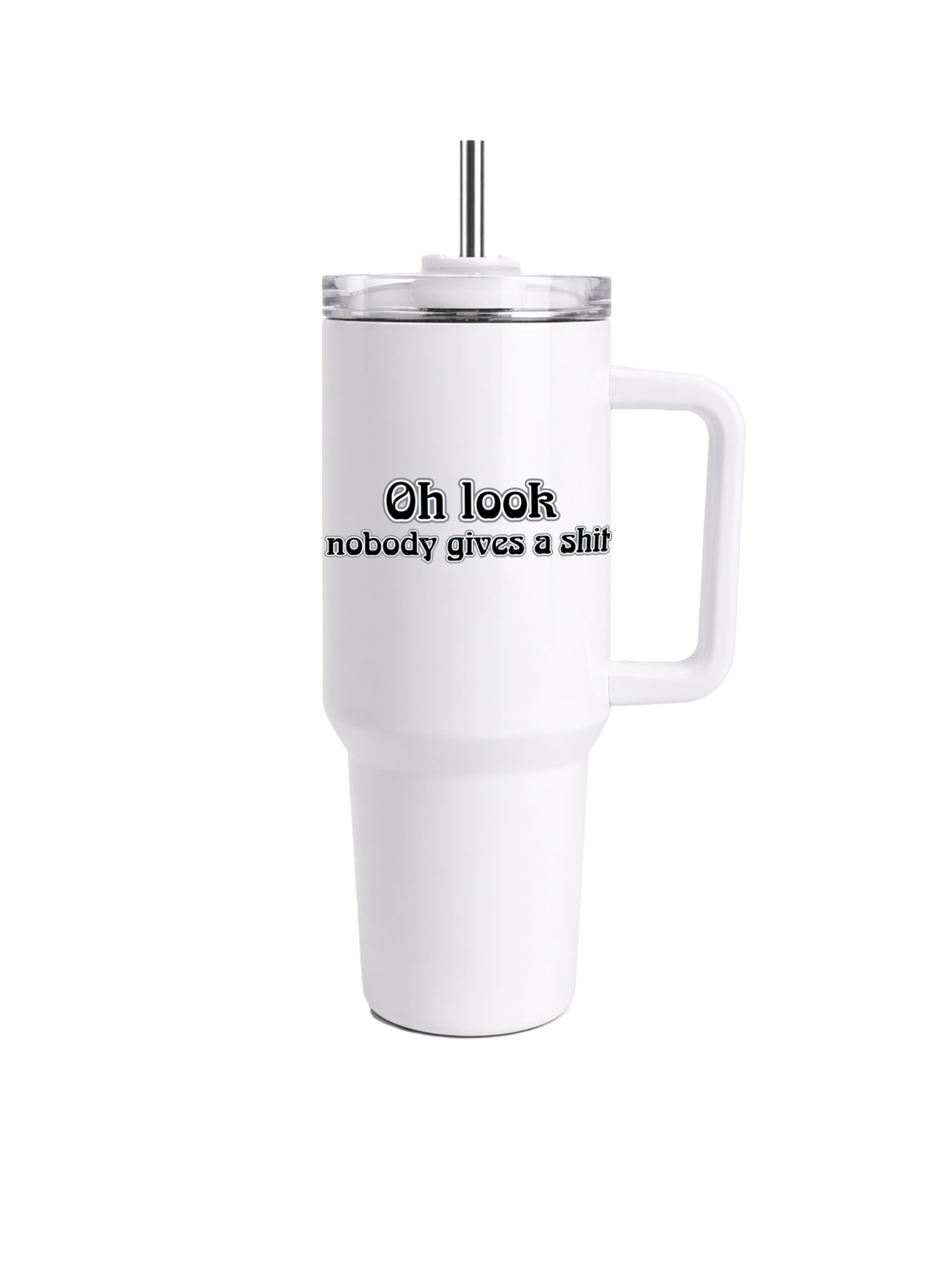 40oz NAH Tumbler with Handle - Gives a Sh!t - Image 1