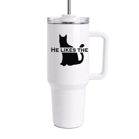 40oz NAH Tumbler with Handle - Kitty