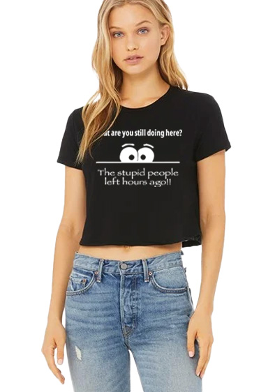 Bella & Canvas Women's Flowy Cropped Tee - Stupid People