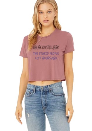 Bella & Canvas Women's Flowy Cropped Tee - Stupid People Too
