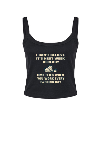 Bella + Canvas Ladies Micro Ribbed Scoop Tank - Time Flies