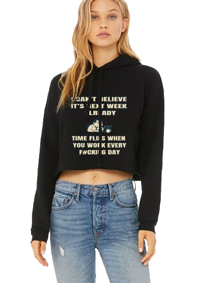 Bella + Canvas Women's Cropped Fleece Hoodie - Time Flies