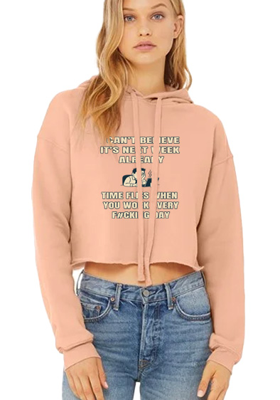 Bella + Canvas Women's Cropped Fleece Hoodie - Time Flies
