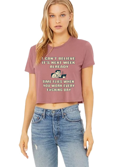 Bella & Canvas Women's Flowy Cropped Tee - Time Flies