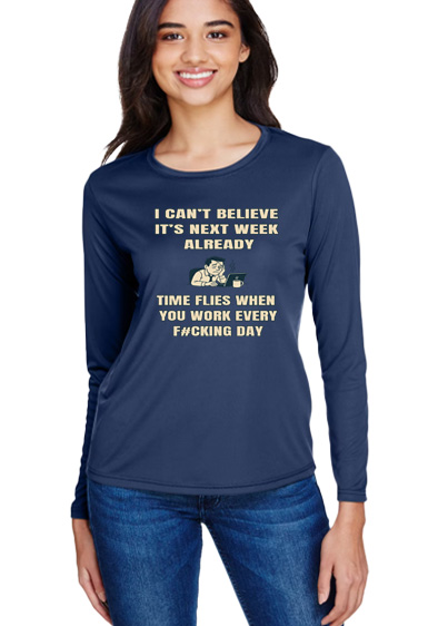 Ladies Long Sleeve Cooling Performance Crew - Time Flies