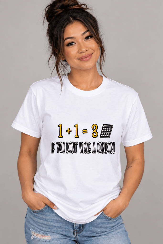 Whiteout T-Shirt Wear a Condom