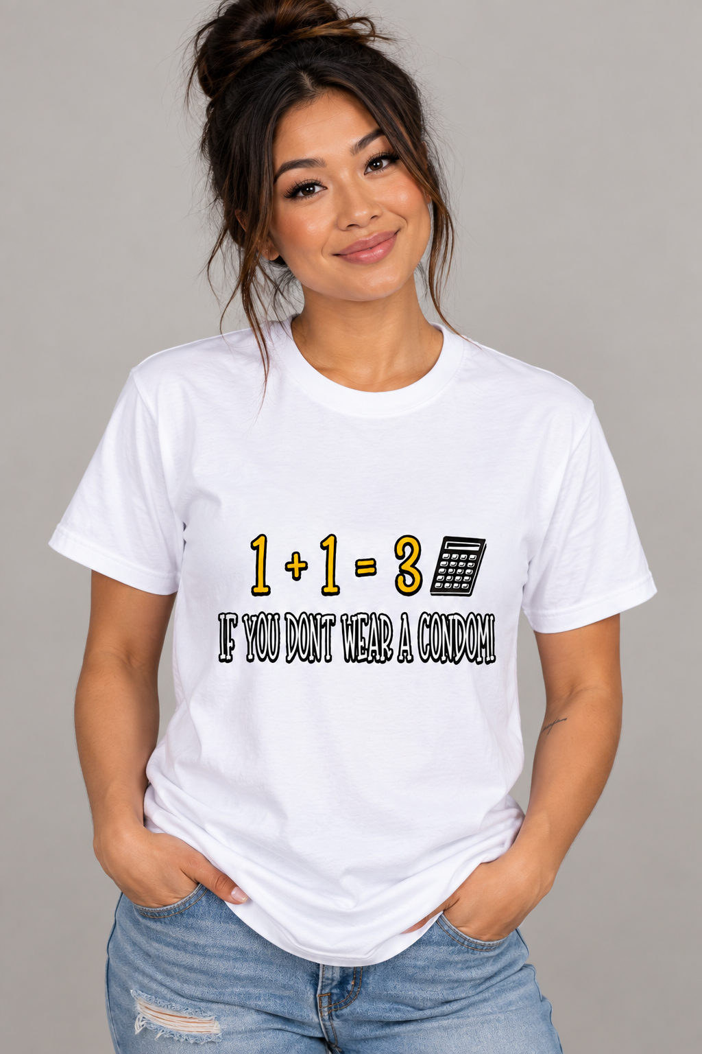 Whiteout T-Shirt Wear a Condom - Image 1